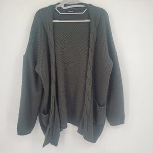 Traleubie Knit Cardigan Women's Size Large Pockets Gray 3/4 Sleeves 100% Acrylic